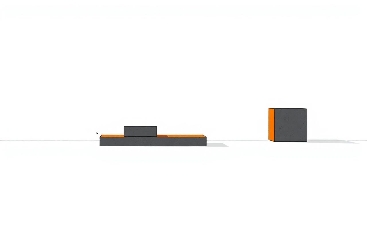 Minimal illustration of geometric blocks migrating in phases